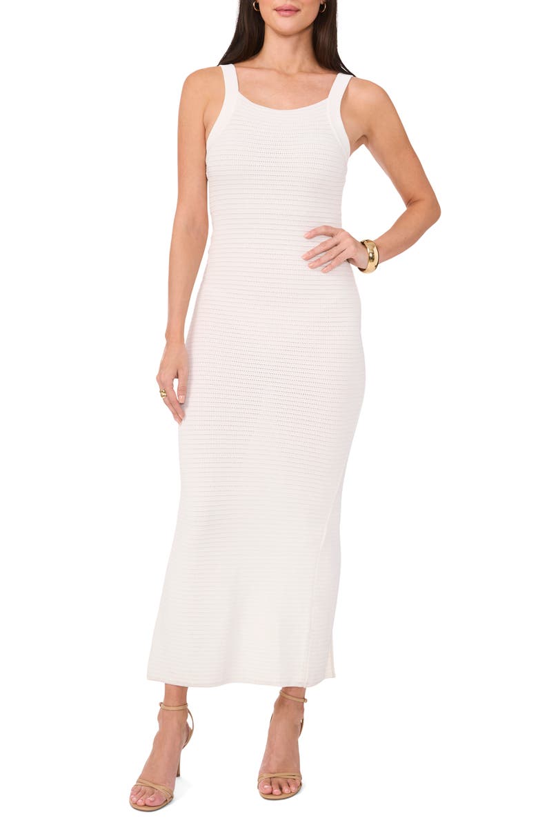 Vince Camuto Pointelle Sleeveless Maxi Sweater Dress, Main, color, 