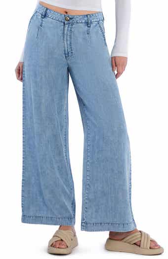 HINT OF BLU Chill Pleated Mid Rise Wide Leg Jeans
