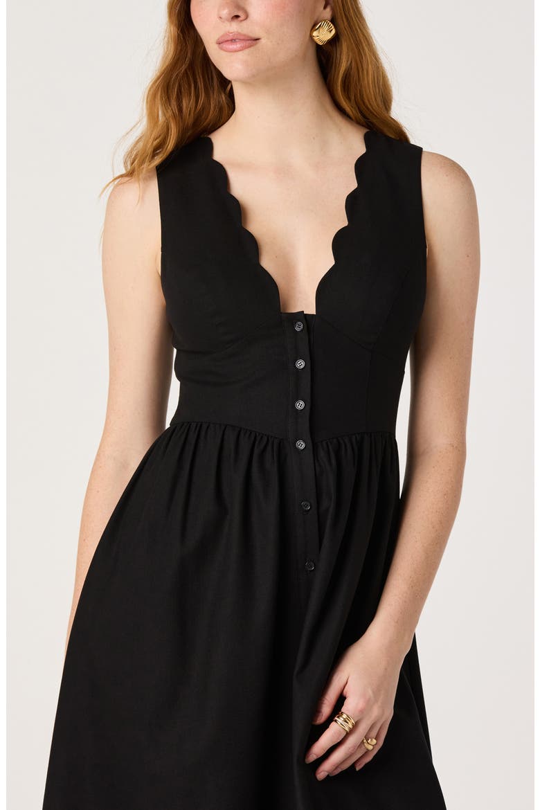 Cory Scallop Neck Sleeveless Midi Shirtdress, Alternate, color, BLACK