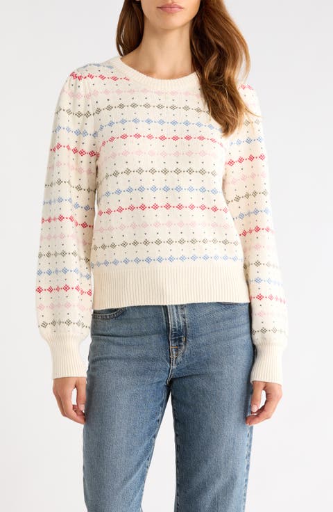 Alma Puff Sleeve Cotton Blend Sweater