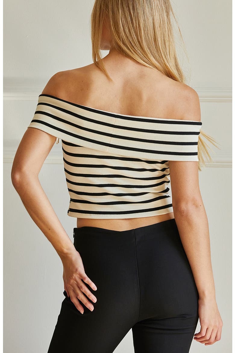 Stripe Off Shoulder Knit Top, Alternate, color, Cream/Black