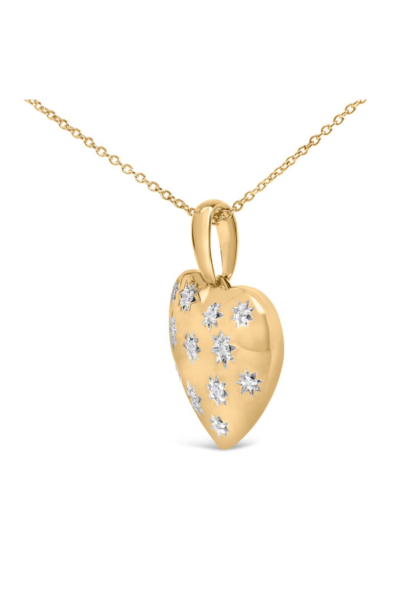 Gold Vermeil 1/10 Cttw Diamond Bold Heart Pendant Necklace, Alternate, color, Silver