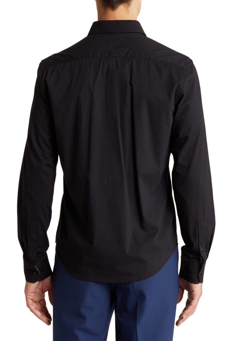 Tech Long Sleeve Button-Up Shirt, Alternate, color, BLACK