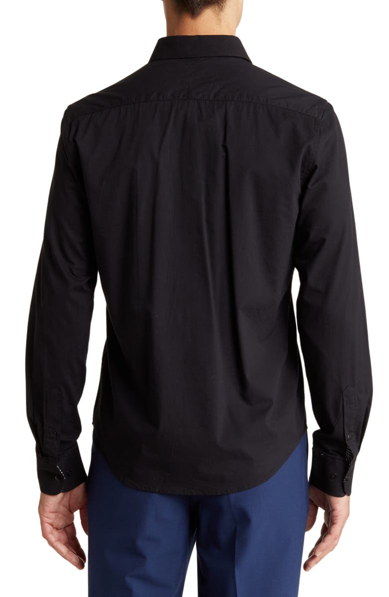 DENIM AND FLOWER Tech Long Sleeve Button-Up Shirt, Alternate, color, Black