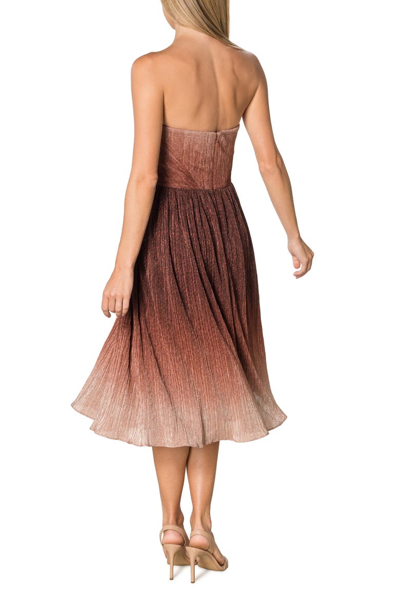 Nadine Ombré Metallic Strapless Fit & Flare Cocktail Dress, Alternate, color, BURGUNDY MULTI