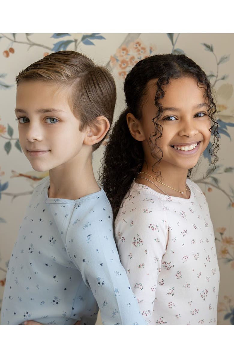 MiniMoi Kid's Brightest Star Cotton V-Neck Pajama set, Alternate, color, Blue