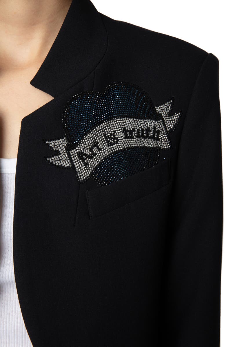 Zadig & Voltaire Very Bis Multistrass Open Front Blazer, Alternate, color, Encre