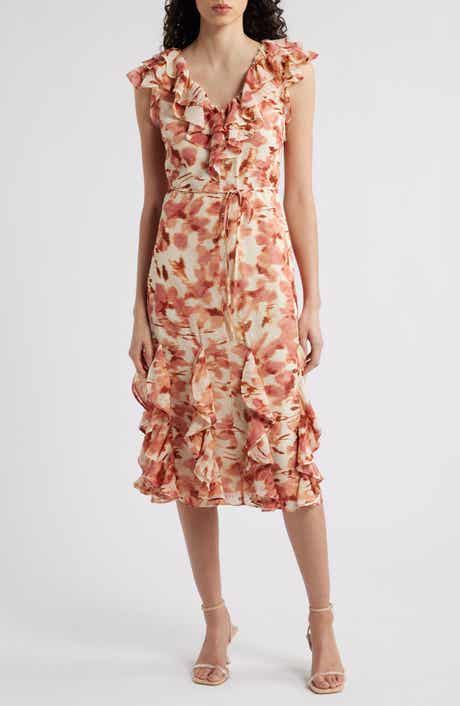 Chelsea28 Floral Print Ruffle Midi Dress