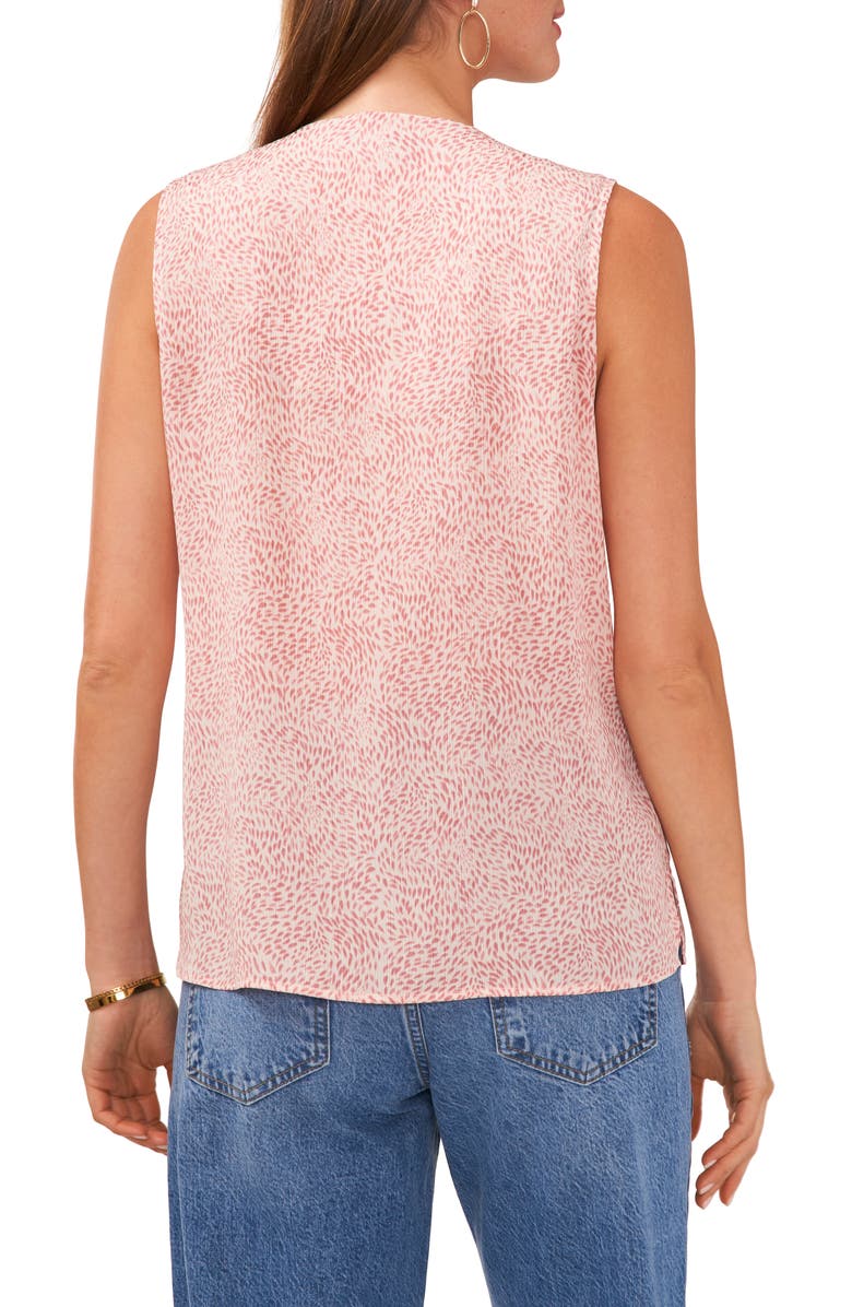 Vince Camuto Abstract Floral Ruffle Neck Sleeveless Top, Alternate, color, Pink Orchid