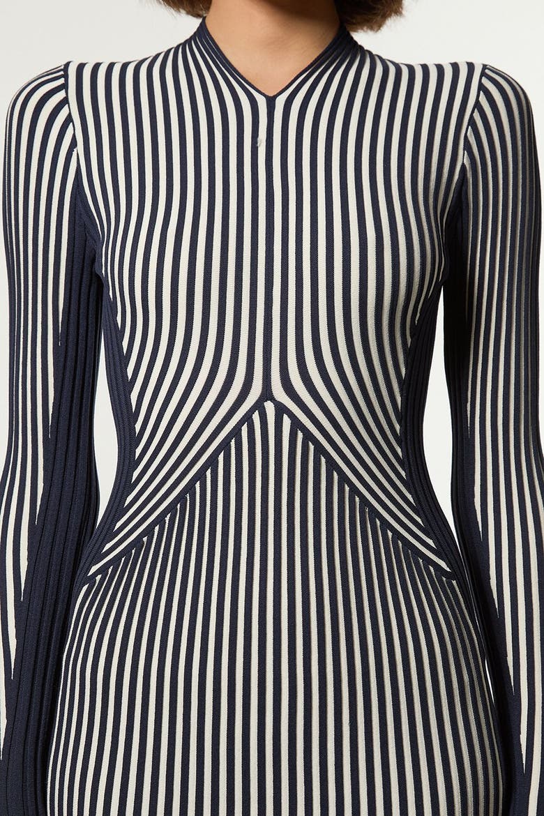 Petite Fitted Long Sleeve Midi Dress, Alternate, color, Navy