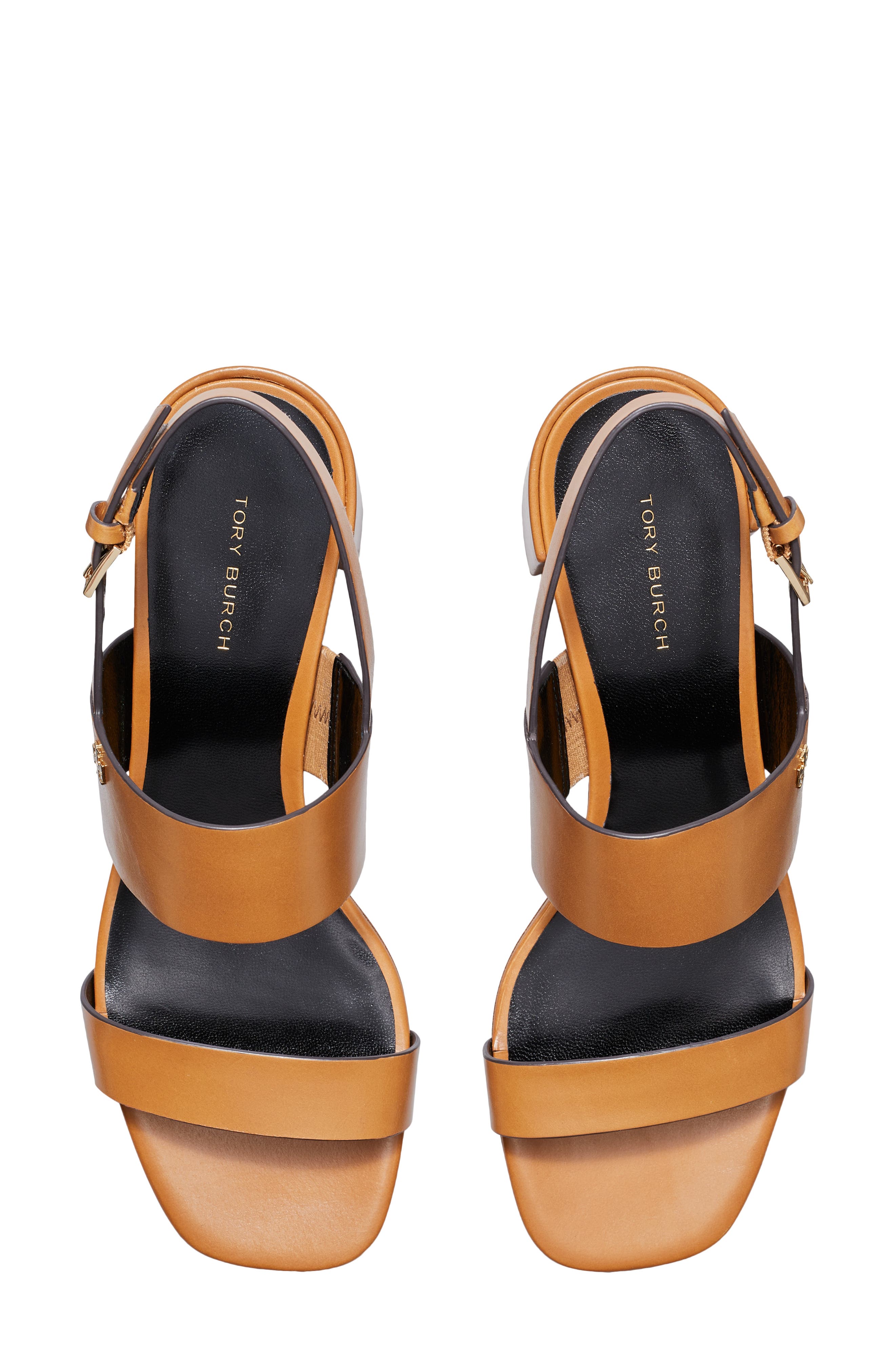 Double T Slingback Sandal, Alternate, color, CARAMEL CORN / PERFECT BLACK
