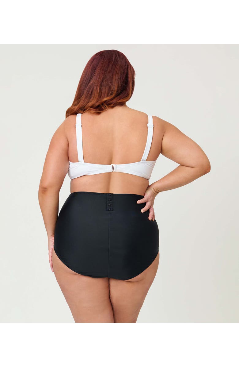 Unique Vintage Plus Size High Waist Louise Bikini Bottom, Alternate, color, Black Solid