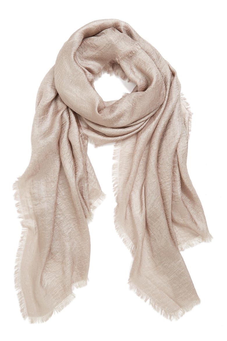 'Radiance' Eyelash Fringe Wrap, Main, color, SILVER