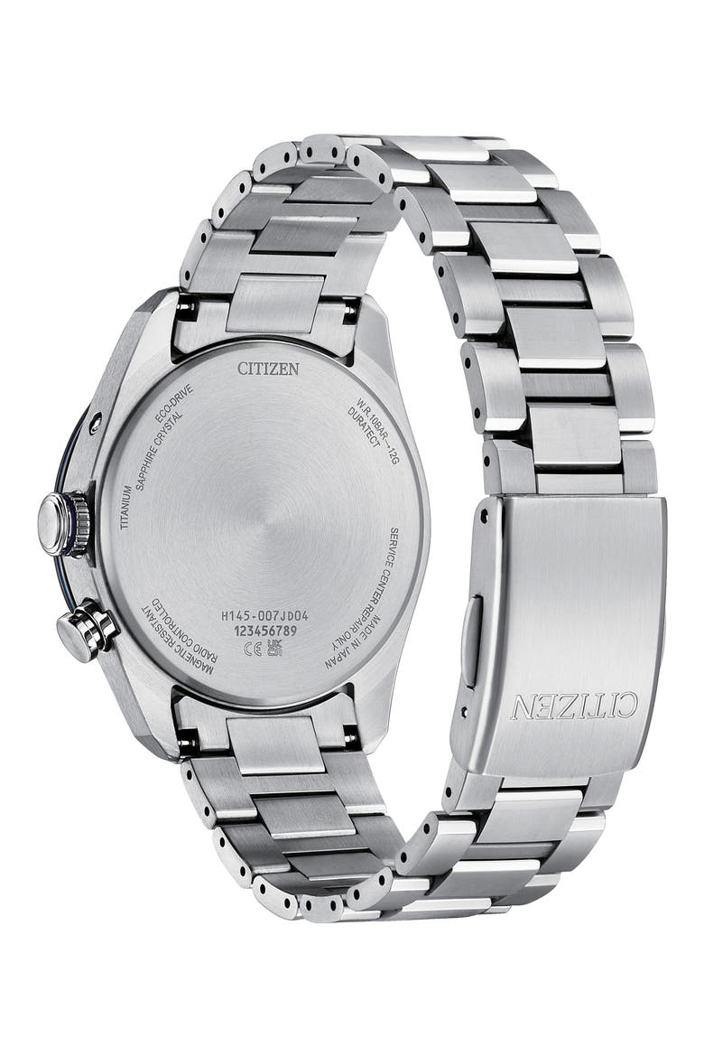 Attesa UNITE with BLUE Worldtime Automatic Bracelet Watch, 40.6mm, Alternate, color, SILVER-TONE