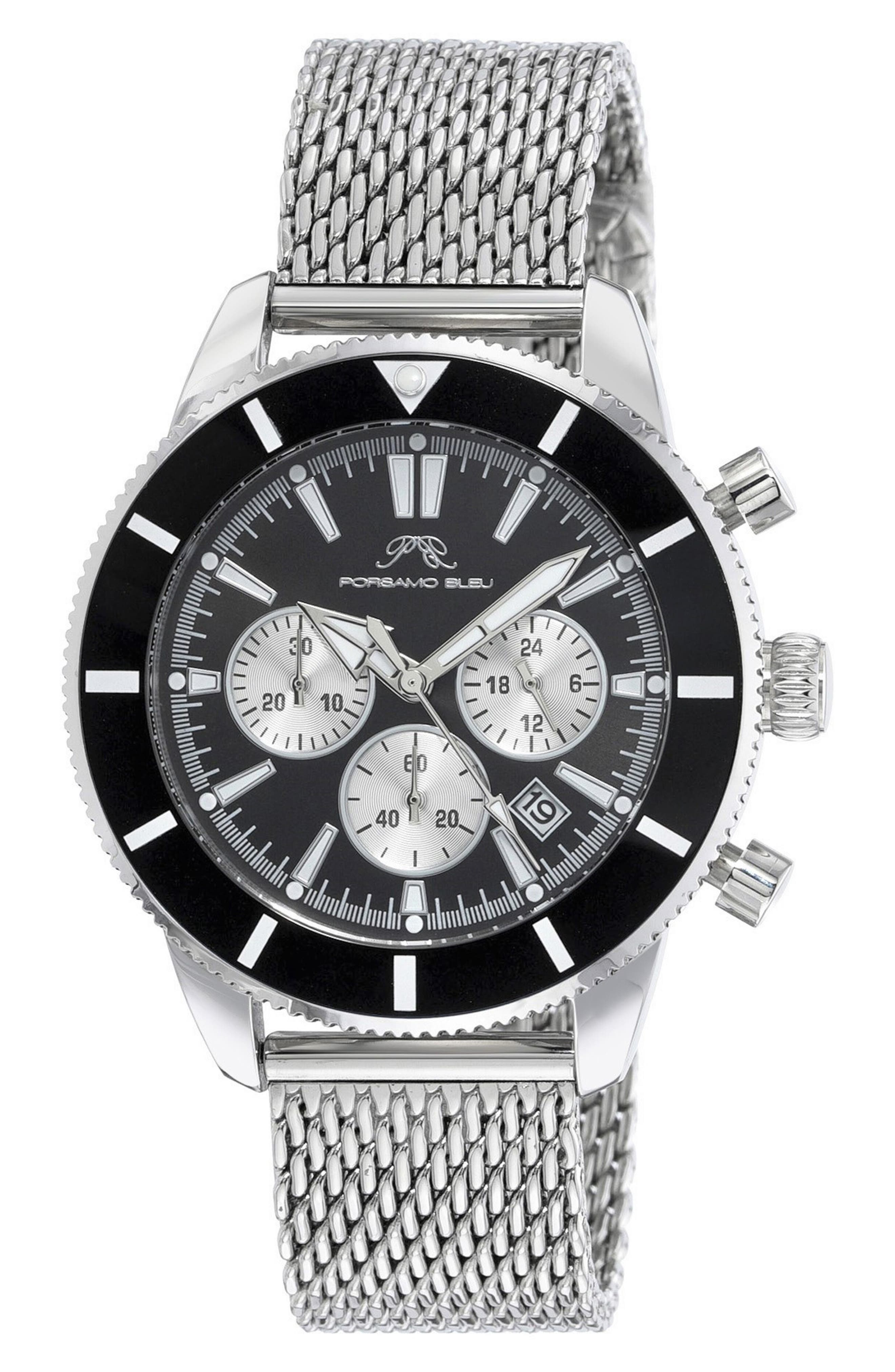 PORSAMO BLEU Brandon Mesh Strap Chronograph, 44mm