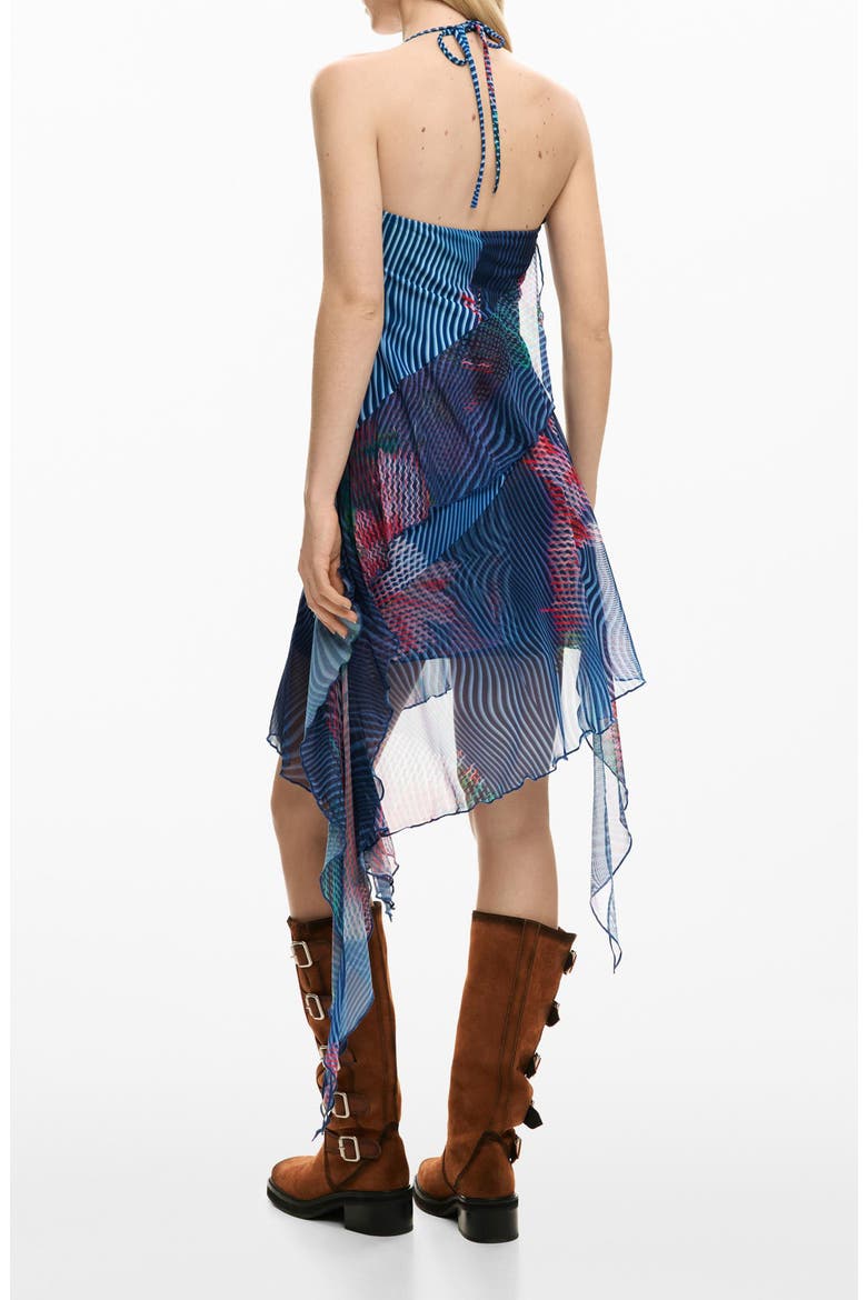 Asymmetric Halter Dress, Alternate, color, BLUE
