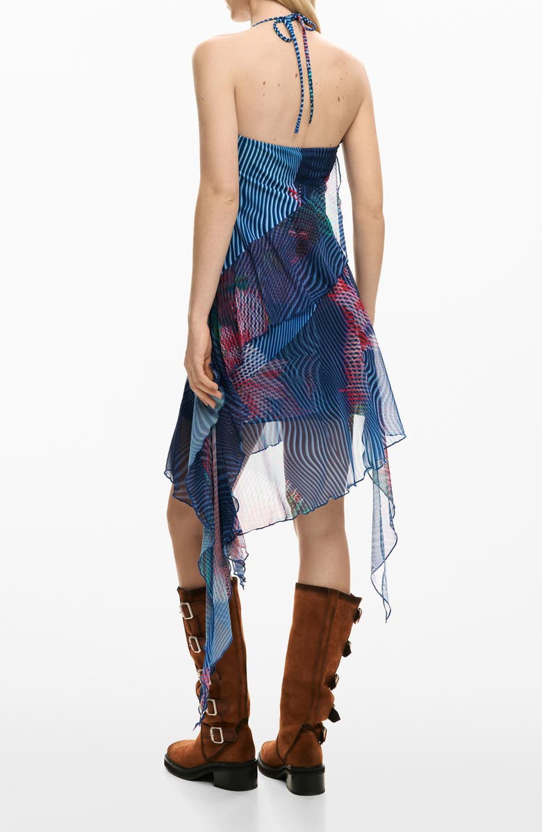 Desigual Asymmetric Halter Dress, Alternate, color, Blue