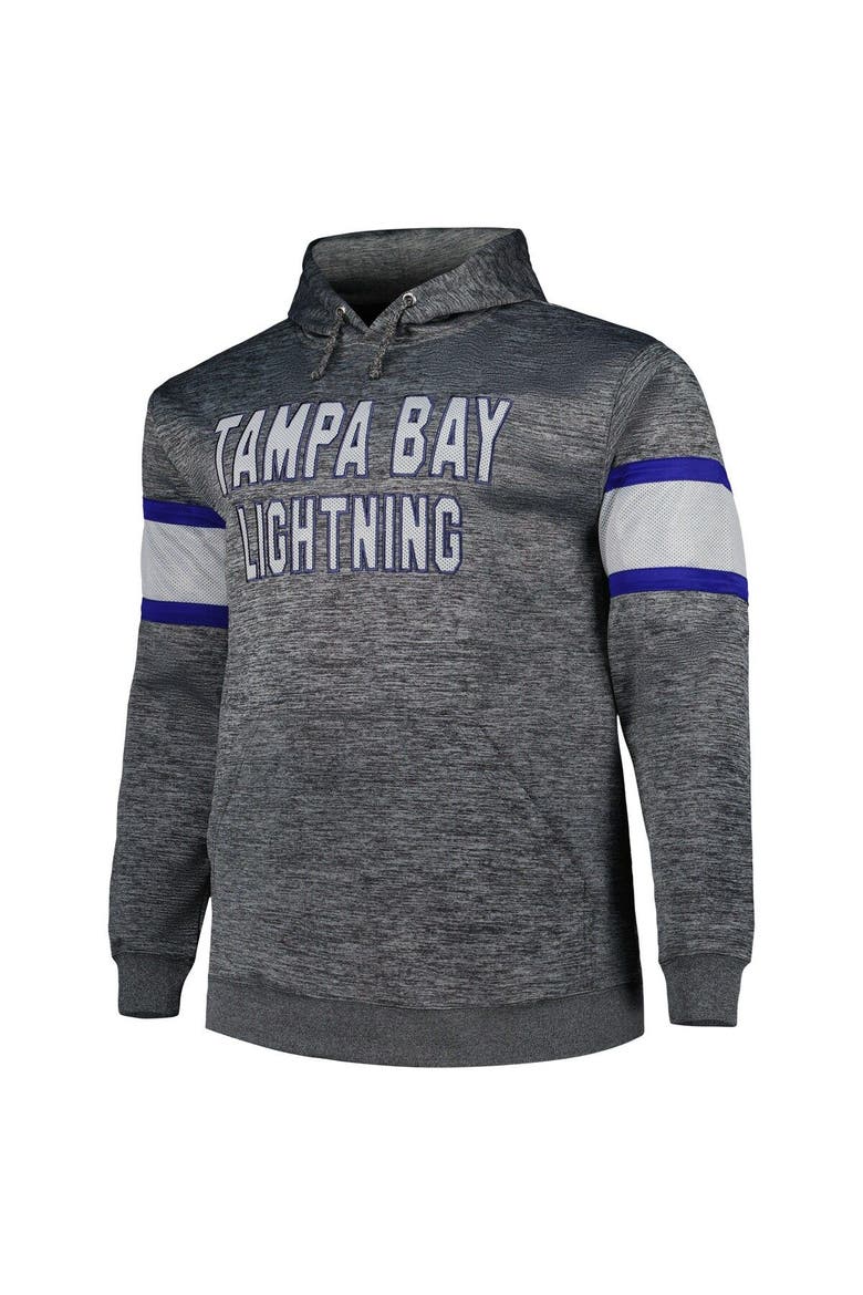 Men's Heather Charcoal Tampa Bay Lightning Big & Tall Stripe Pullover Hoodie, Alternate, color, Heather Charcoal