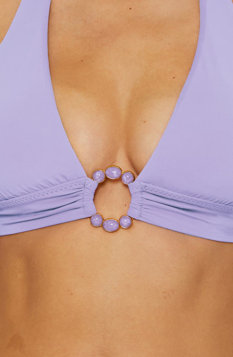 Becca Marble Canyon Ring Halter Bikini Top, Alternate, color, Bellflower