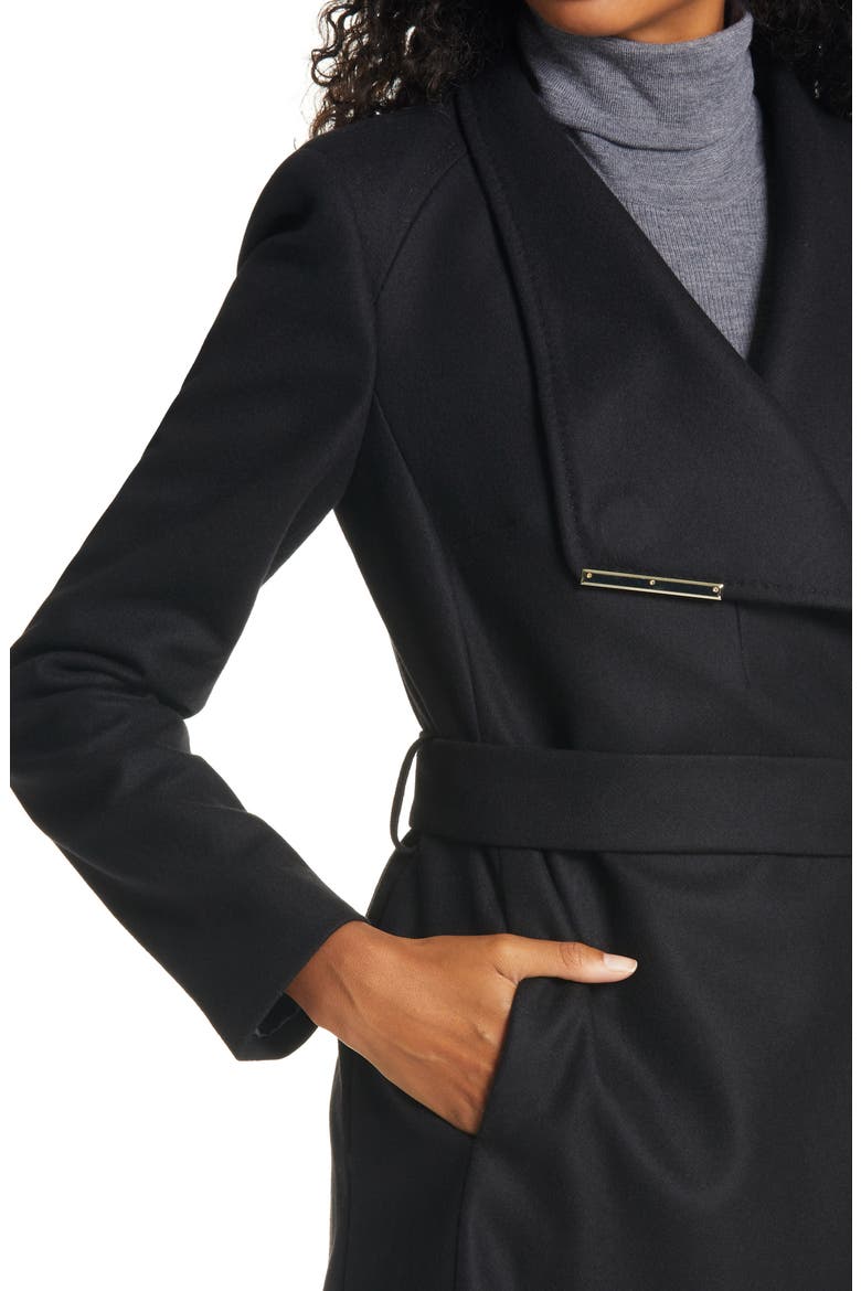 Rosess Wool & Cashmere Blend Wrap Coat, Alternate, color, BLACK