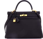 Pre-Owned Hermes Kelly Handbag Black Togo with Gold Hardware 32