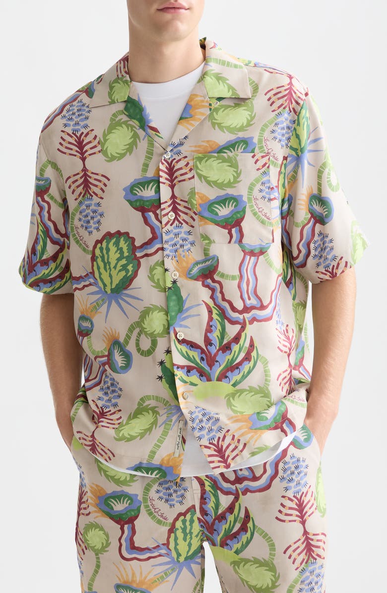 Scotch & Soda Relaxed Fit Print Short Sleeve Button-Up Shirt, Main, color, Desert Floral Canyon Clay