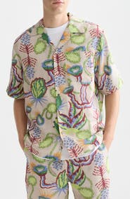 Scotch & Soda Relaxed Fit Print Short Sleeve Button-Up Shirt