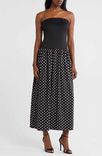 Loveappella Strapless Mixed Media Maxi Dress