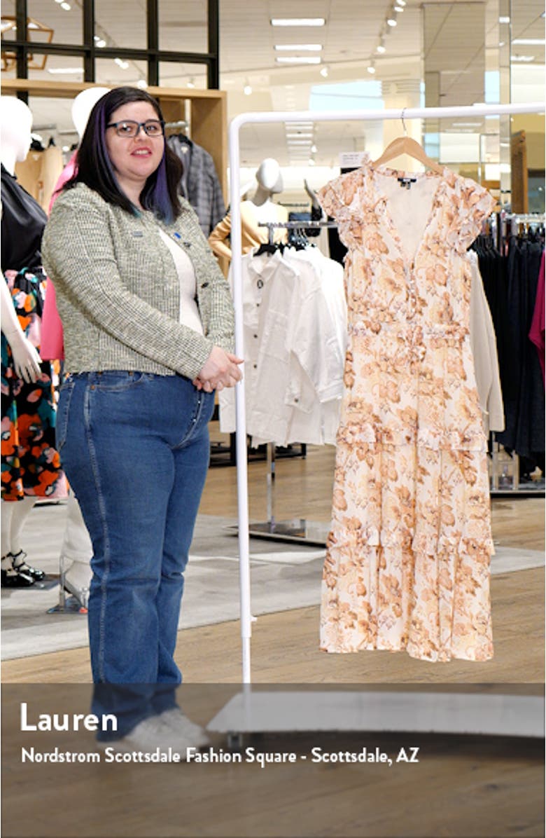 Rozlyn Floral Tiered Silk Midi Dress, sales video thumbnail