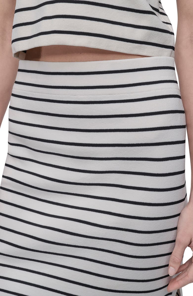 DKNY Jeans Stripe Midi Skirt, Alternate, color, Ivory/ Blac