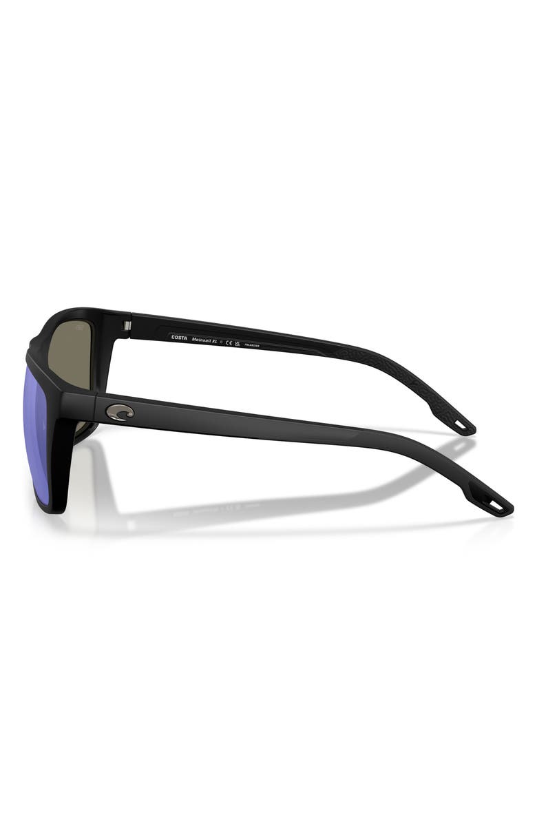 Costa Del Mar Mainsail XL 59mm Mirrored Polarized Square Sunglasses, Alternate, color, Matte Black / Blue Mirror 580G