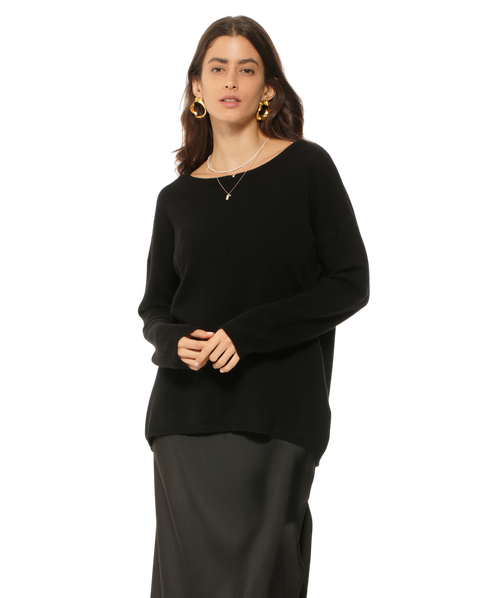 Lightweight Oversized Pure Cashmere Boatneck Sweater