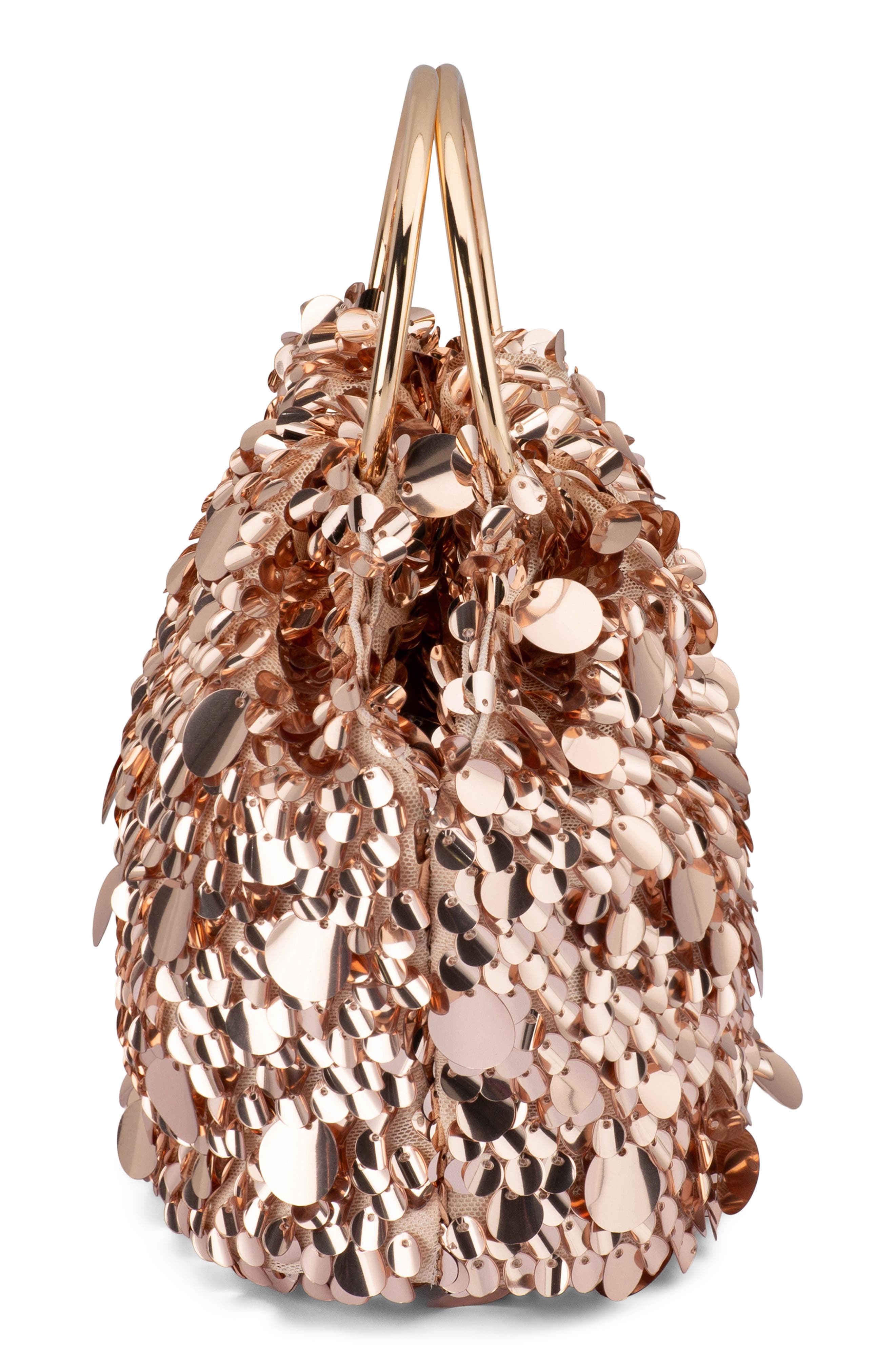 Olga Berg Vera Sequin Top Handle Bag, Alternate, color, Blush