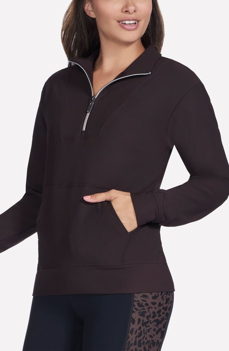 SKECHERS Go Luxe<sup>™</sup> Half Zip Pullover, Alternate, color, Dark Chocolate