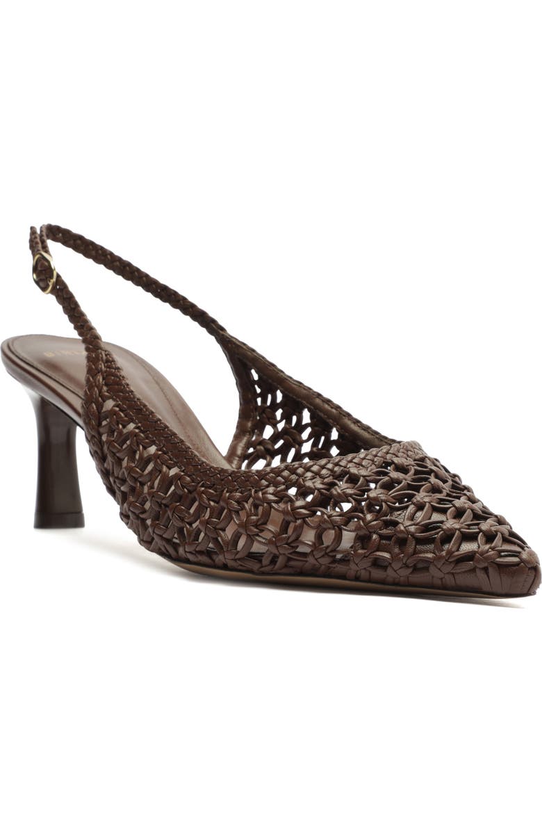 Alexandre Birman Jane Tresse Pointed Toe Slingback Pump, Main, color, Rich Brown