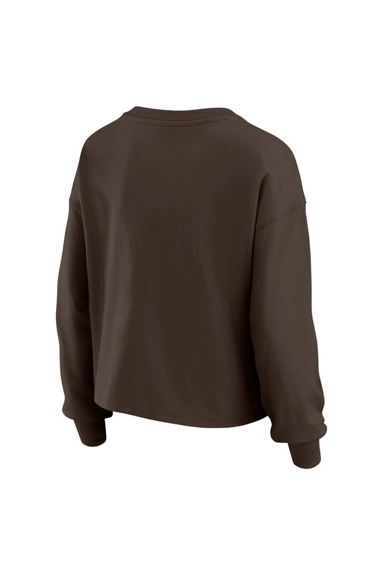 Women's WEAR by Erin Andrews Brown Cleveland Browns Heavy Rugby Jersey Long Sleeve T-Shirt & Shorts Lounge Set, Alternate, color, Brown