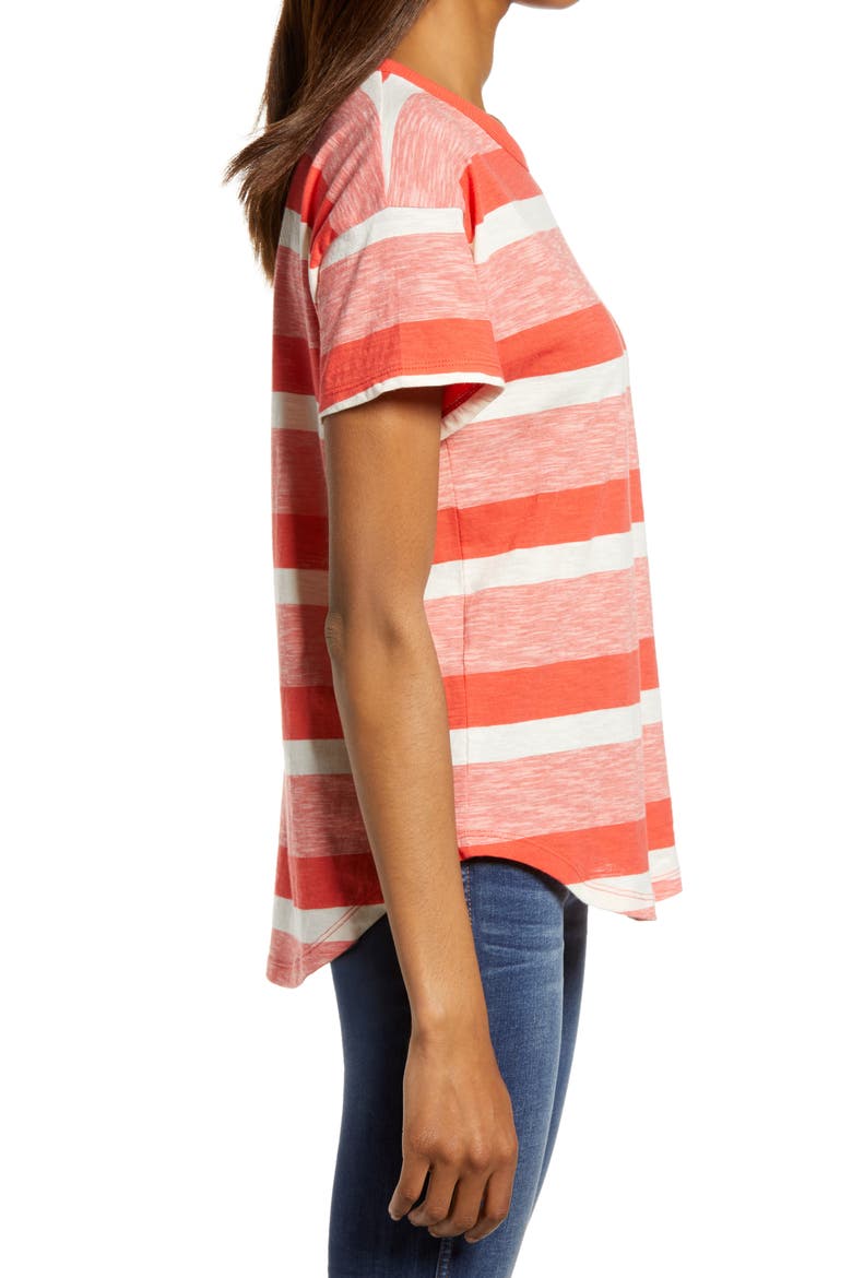 Whisper Cotton Rib Crewneck T-Shirt, Alternate, color, BLOOD ORANGE