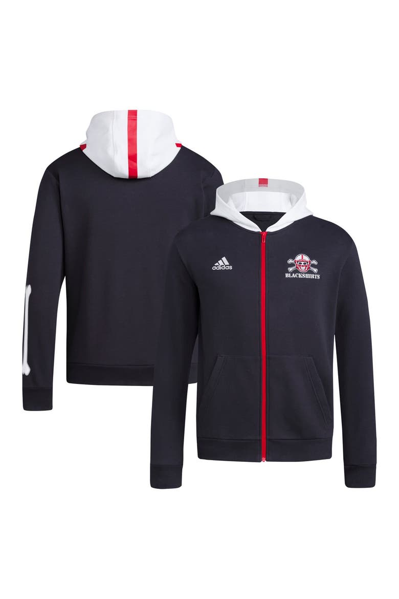 Men's adidas Black Nebraska Huskers Blackshirts Full-Zip Hoodie, Main, color, Black