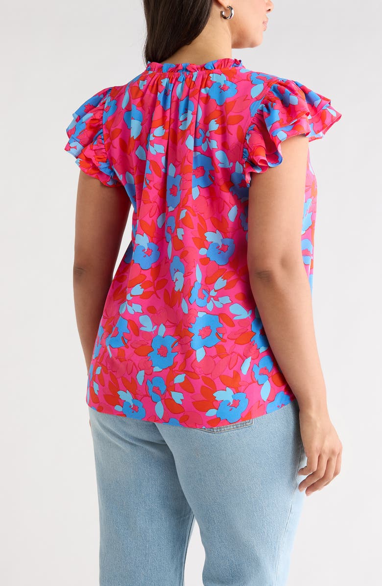 SUGARLIPS Lusma Floral Bellissima Ruffle Top, Alternate, color, Fuchsia-Blue-Multi