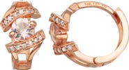 FUZION CREATIONS 10K Gold Morganite & Diamond Huggie Hoop Earrings