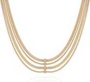 Vince Camuto Pavé Crystal Layered Herringbone Chain Necklace