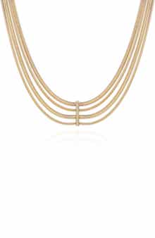 Vince Camuto Pavé Crystal Layered Herringbone Chain Necklace
