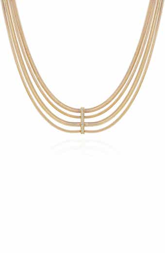 Vince Camuto Pavé Crystal Layered Herringbone Chain Necklace
