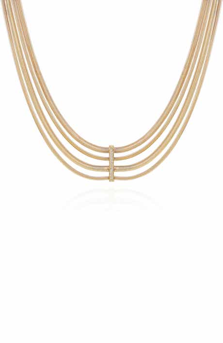 Vince Camuto Pavé Crystal Layered Herringbone Chain Necklace