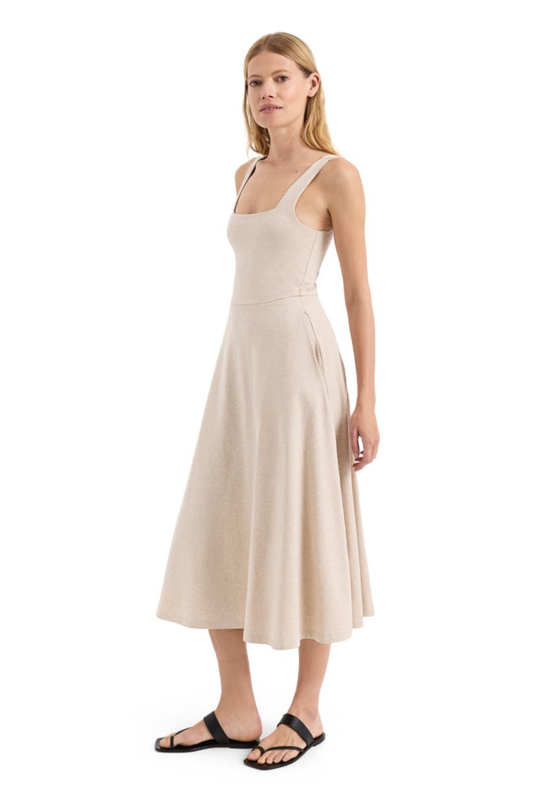 Fit & Flare Square Neck Dress Made With Organic Cotton, Alternate, color, Flax Heather