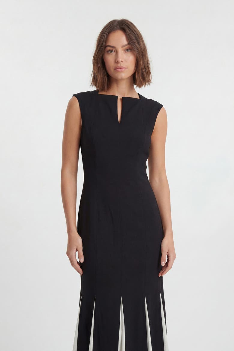 Godet Detail Maxi Dress, Alternate, color, Mono