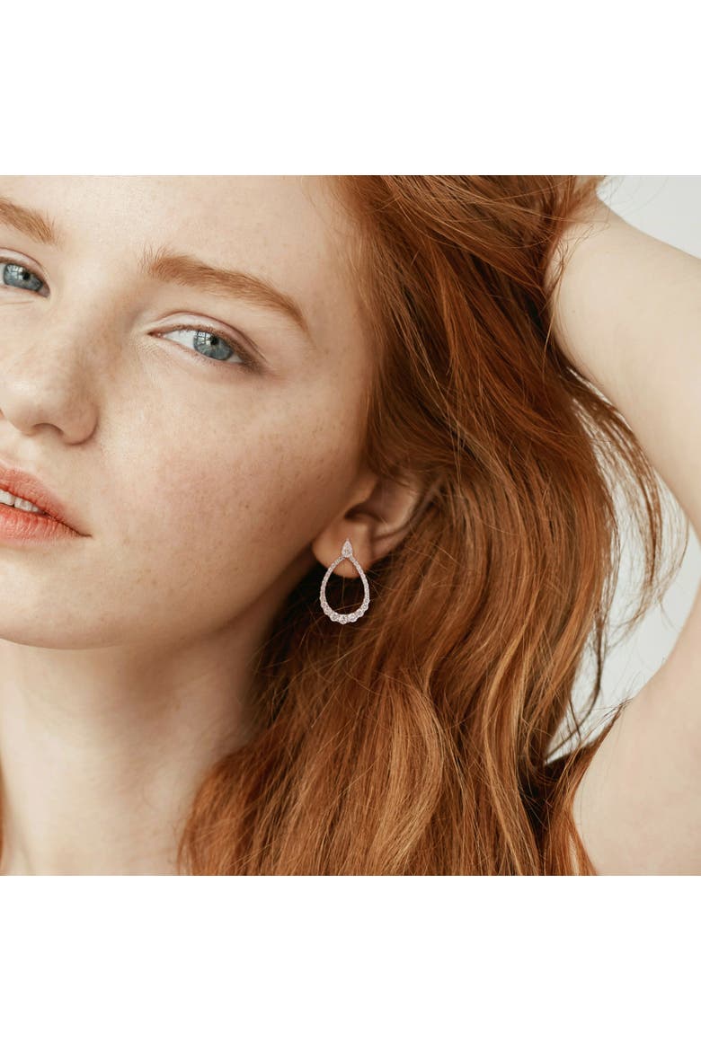 Lab-Grown Diamond Open Teardrop Earrings 14k, Alternate, color, White Gold