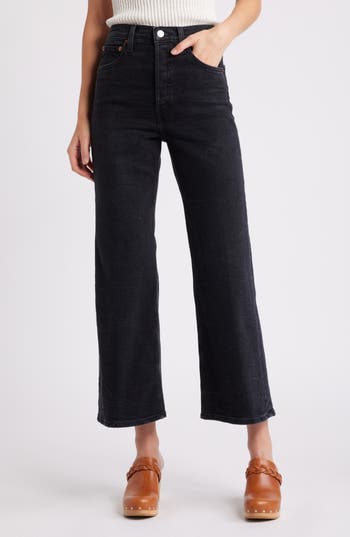 Re/done High Waist Crop Wide Leg Jeans