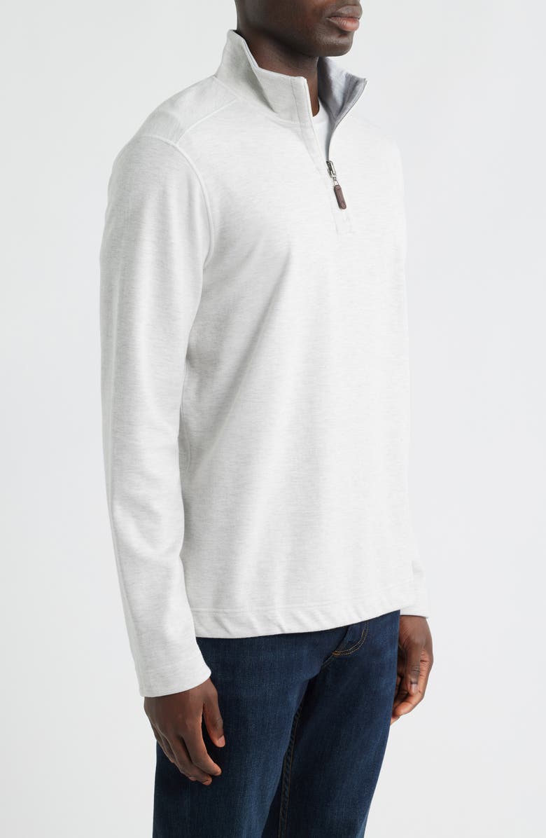 Johnston & Murphy Icon Reversible Cotton Blend Quarter Zip Pullover, Alternate, color, White/ Storm