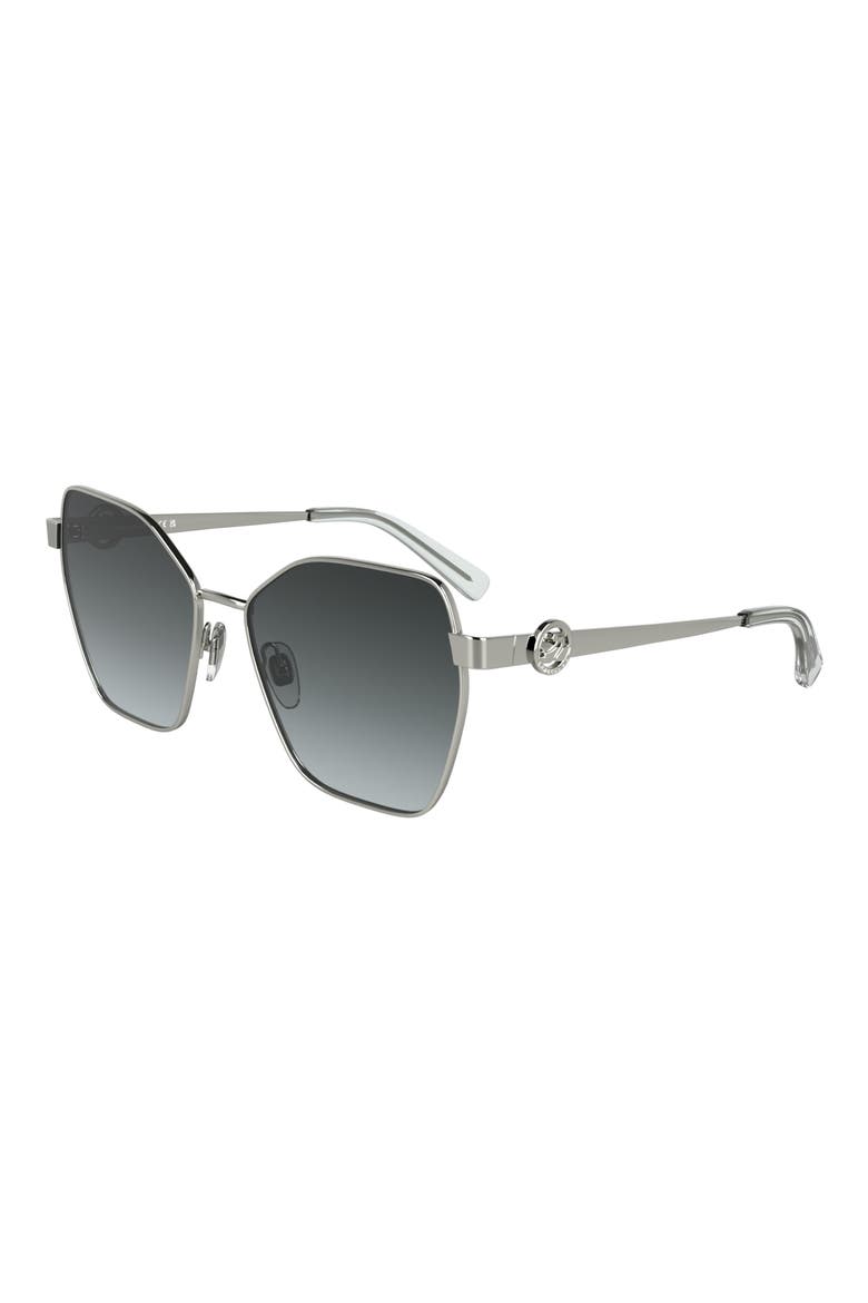 58mm Gradient Square Sunglasses, Alternate, color, SILVER/ GRADIENT GREY